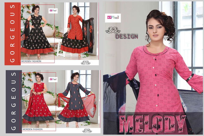 K9 Plus Melody 1 Heavy Rayon Long Print Ghera Latest Fancy Exclusive Designer Kurti